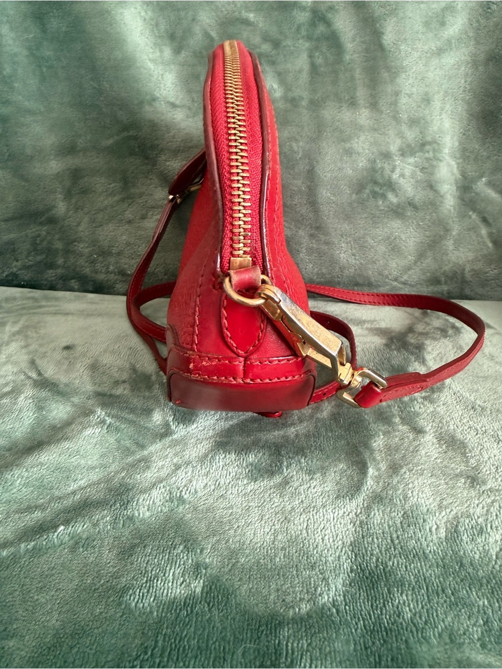 Burberry Red Pebbled Leather Dome Crossbody Bag with Gold Hardware - Picture 7 of 13